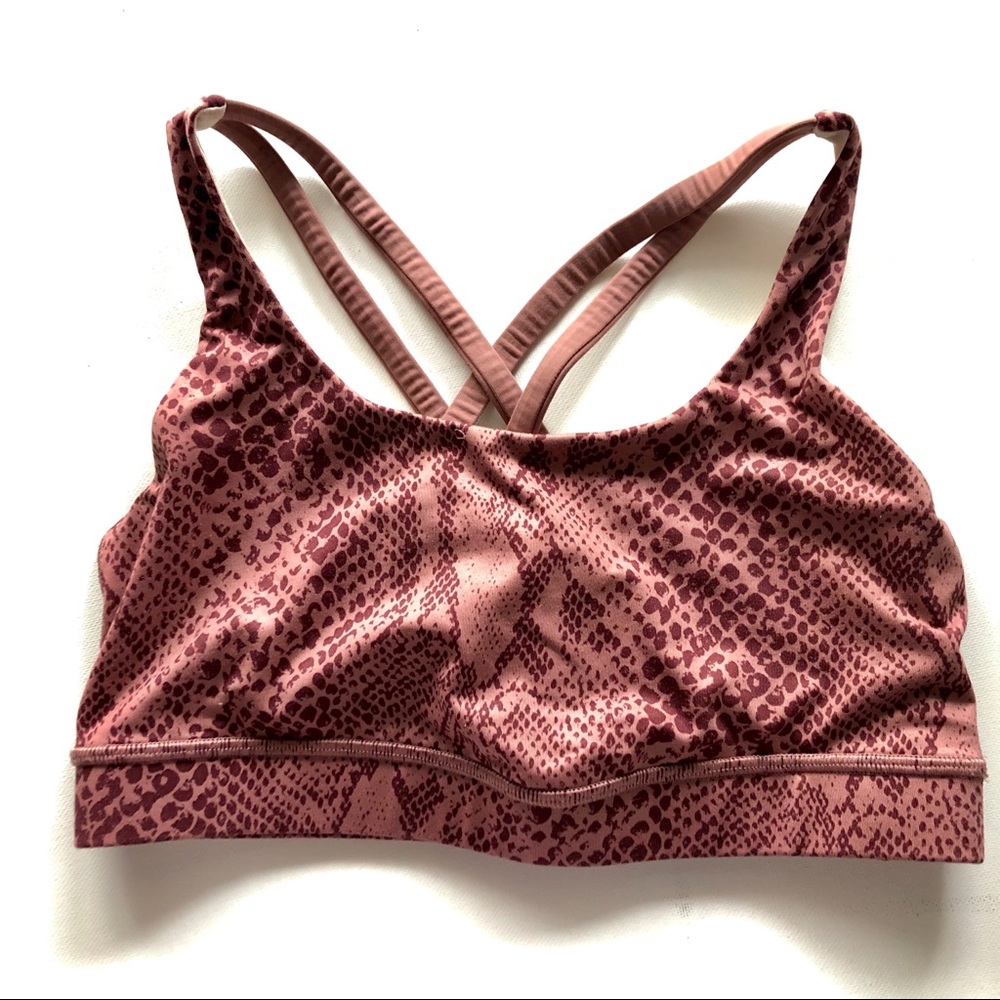 Lululemon Energy Bra 6 Mauve Snake Print